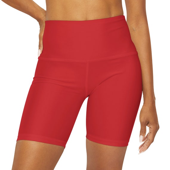 Flame Scarlet Red High Waisted Yoga Shorts