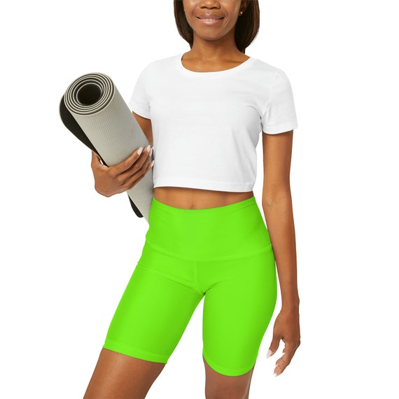 Chartreuse High Waisted Yoga Shorts