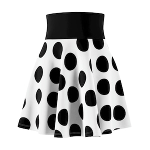 White and Black Polka Dot Women&#39;s Skater Skirt