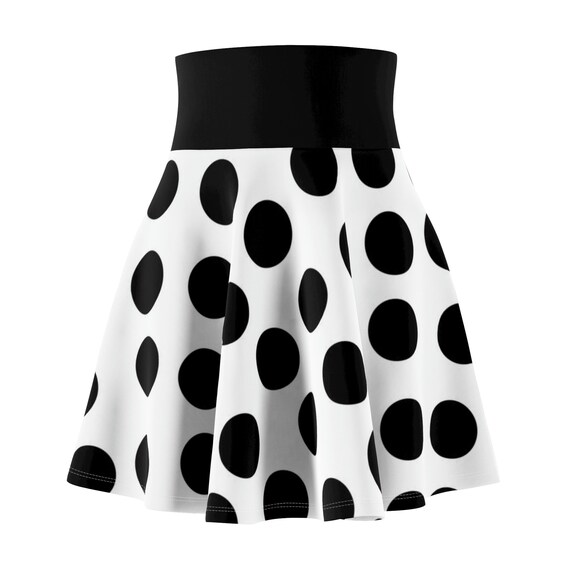 White and Black Polka Dot Women's Skater Skirt