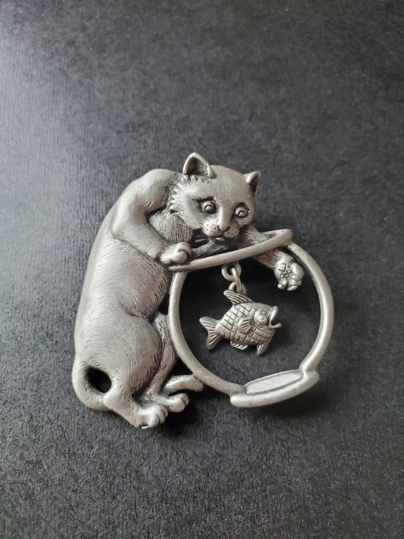 JJ Cat and Fish Brooch