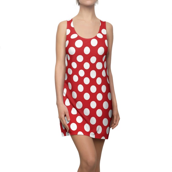 Women's Red and White Polka Dots Racerback Dress