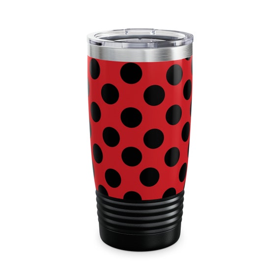 Flaming Red with Black Polka Dots Tumbler, 20oz