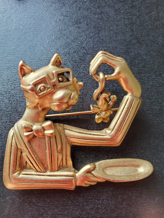 AJC Cat and Mouse Brooch