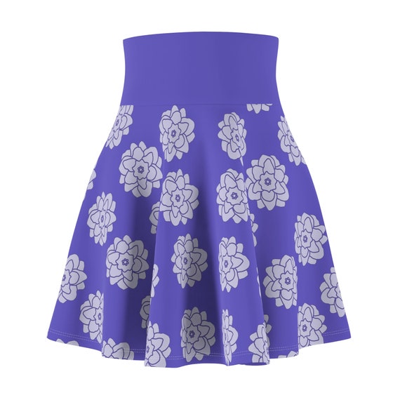 Flower Power Blue Magenta Women's Skater Skirt