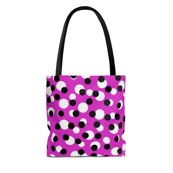Pink with White and Black Polka Dots - Tote Bag