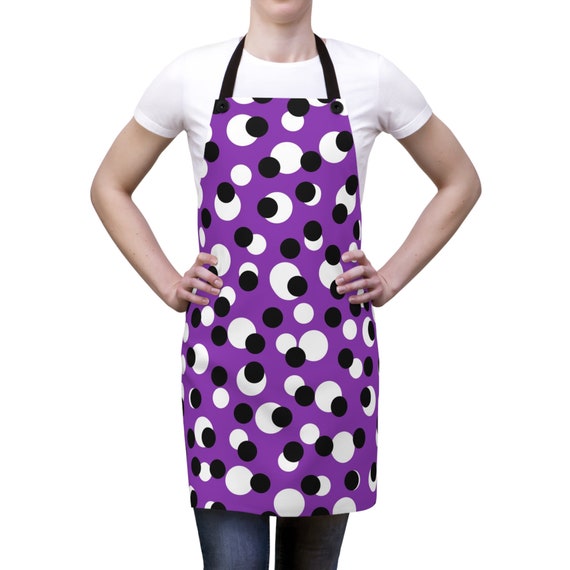 Crazy Eyes Purple with White and Black Polka Dots Apron