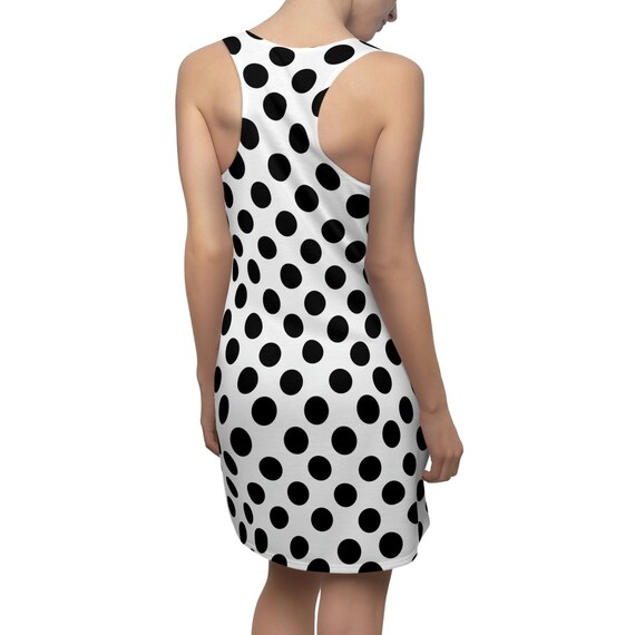 Women's Black and White Polka Dots Racerback Dress
