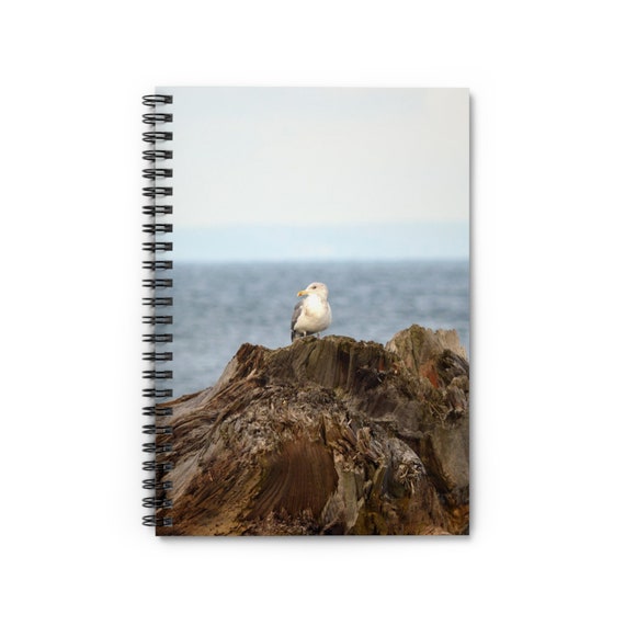 Seagull and Driftwood Spiral Notebook - Ruled Line