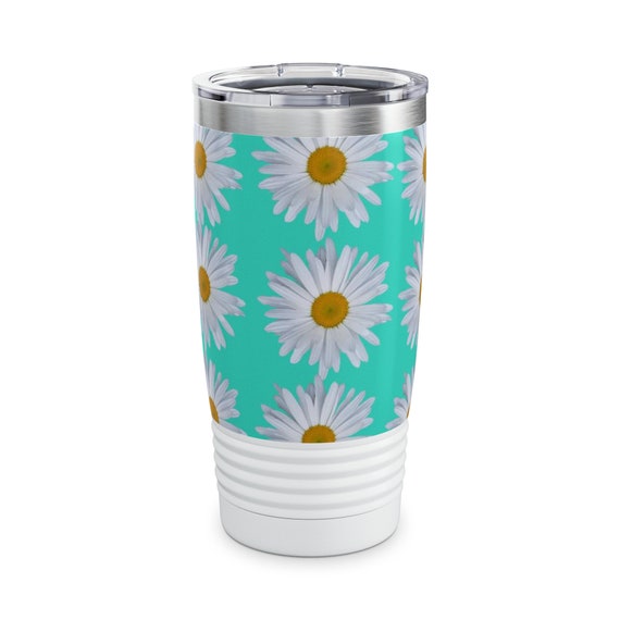 Turquoise and Daisies Tumbler, 20oz