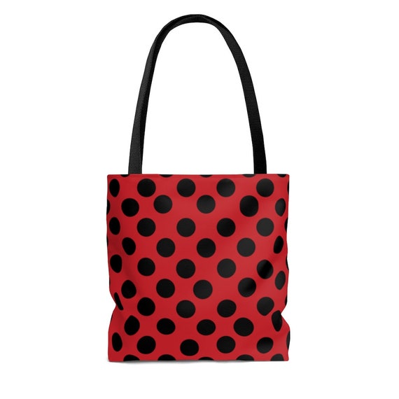 Flame Red with Black Polka Dots - Tote Bag
