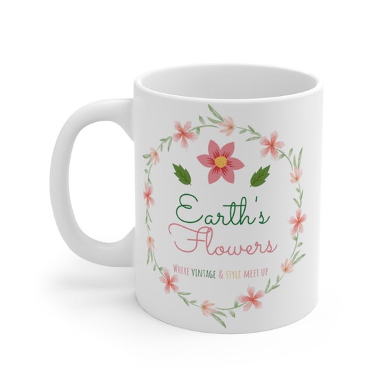 Earth's Flowers Signature Logo White Mug 11oz
