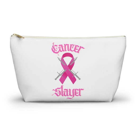 Cancer Slayer Pink Accessory Pouch w T-bottom