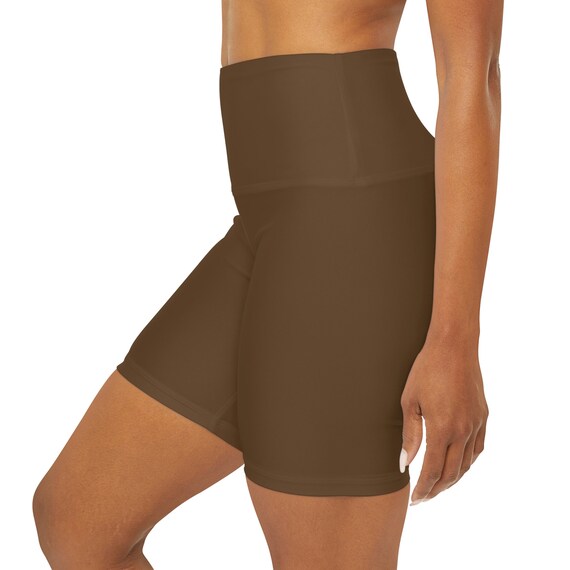 Brown High Waisted Yoga Shorts