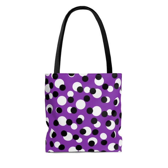 Purple with White and Black Polka Dots  - Tote Bag
