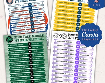 Editable Volleyball Schedule Template: Sports Team Itinerary (Canva)
