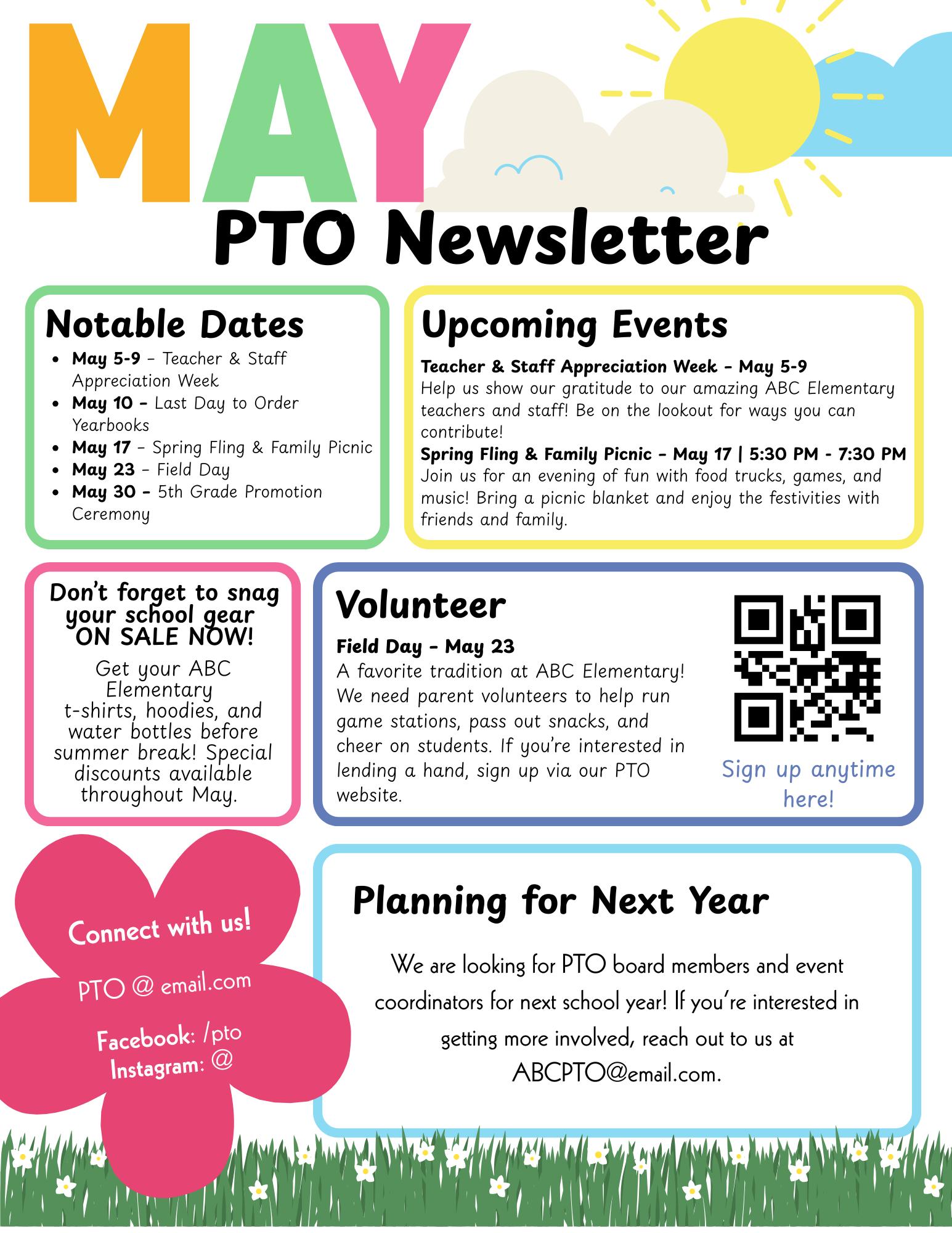 Editable Bright May PTO PTA Newsletter Template Canva School Editable Bright May PTO PTA Newsletter Template Canva School