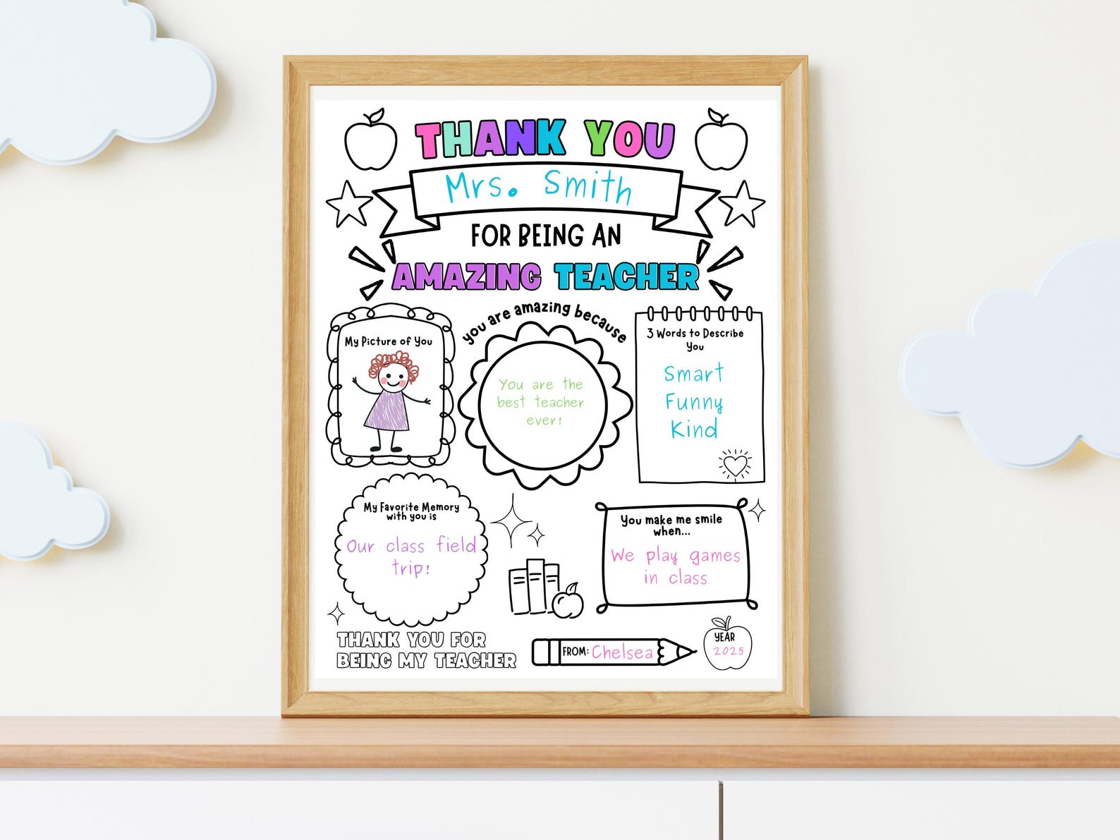 Teacher Appreciation Coloring Page: All About My Teacher Printable ...