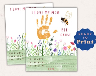 Handprint Flower Art Card: Mother's Day Keepsake Gift (PDF)