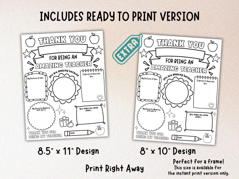 Teacher Appreciation Coloring Page: All About My Teacher Printable ...