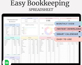 Small Business Bookkeeping Spreadsheet | Income & Expense Tracker | Google Sheets Accounting Template