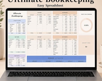Small Business Bookkeeping Template | Easy Income & Expense Tracker | Profit - Tax Spreadsheet (Excel - Google Sheets)