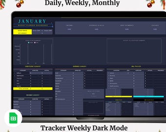 Budget Planner Spreadsheet | Monthly Budget Tracker Excel & Google Sheets | Paycheck, Expense - Savings Dashboard