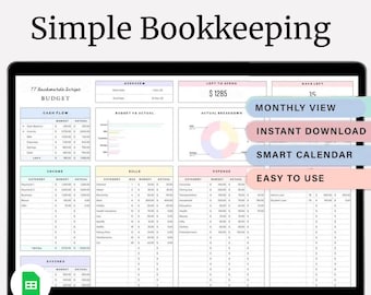 Small Business Bookkeeping Template | Easy Income & Expense Tracker | Profit - Tax Spreadsheet (Excel - Google Sheets)