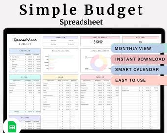 Monthly Budget Planner Google Sheets | Paycheck Budget Template | Personal Finance Tracker Spreadsheet