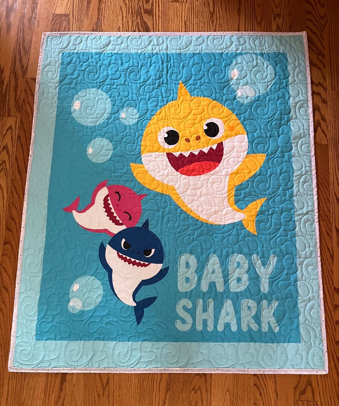Baby Shark Quilt Fish Quilt Shark Quilt Nautical Quilt Sea Etsy