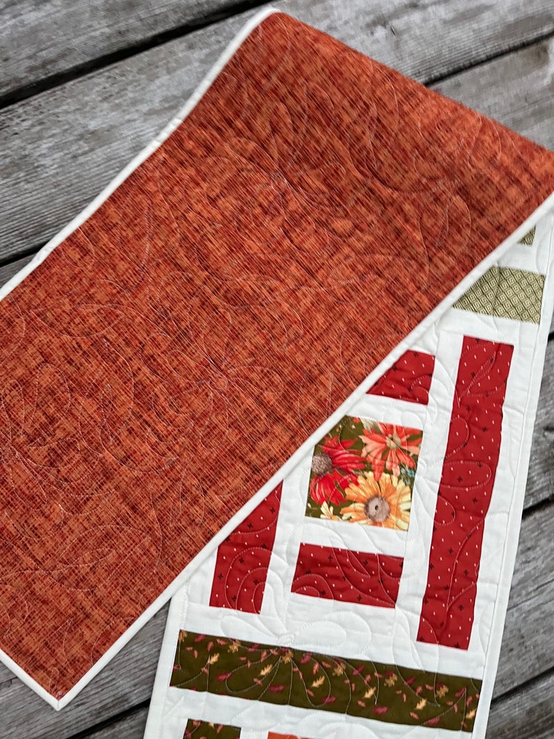 SALE Fall Table Runner, Modern Fall flowers table topper runner, Cornflowers acorn runner, Fall leaves table topper runner, Modern decor image 5