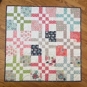 Modern Patchwork Quilt: Clock Floral Numbered Lap Quilt (44x44 inches)