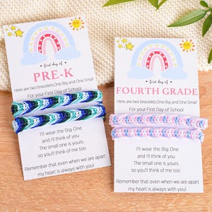 First Day of Kindergarten, Back To School Bracelet Set, mommy and me Bracelet Set, Braided Bracelet set, Family Bracelet