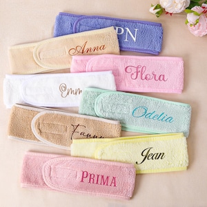 Diadema personalizada para spa, diadema personalizada para lavado facial bordada, propuesta para dama de honor, regalo del Día de la Madre, regalo para ella, despedida de soltera.