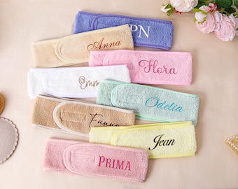 Diadema personalizada para spa, diadema personalizada para lavado facial bordada, propuesta para dama de honor, regalo del Día de la Madre, regalo para ella, despedida de soltera.