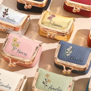 Leather Mini Jewelry Box, Small Jewelry Case, Coin Purse with Kiss Lock, Portable Travel Mini Jewelry Case Organizer, Gift For Mom.