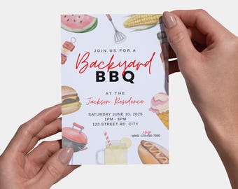 Backyard BBQ Invitation Template | Editable Grill & Chill Cookout (Canva Download)