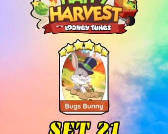 Bugs Bunny - Set 21 - Monopoly Go 6 Star Sticker - Happy Harvest Album