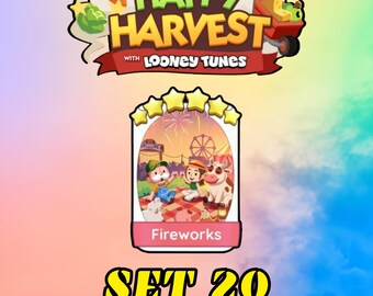 Fireworks - Set 20 - Monopoly Go 6 Star Sticker - Happy Harvest Album