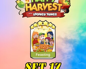 Feasting - Set 17 - Monopoly Go 6 Star Sticker - Happy Harvest Album