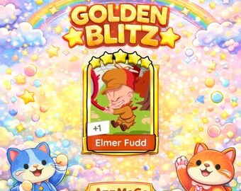 Monopoly Go 5 Star Golden Blitz - Elmer Fudd - Set 21 - Golden Blitz Sticker
