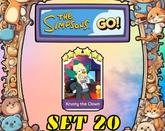 Set di 20 figurine di Krusty il Clown - Monopoly con 6 stelle - Album dei Simpson