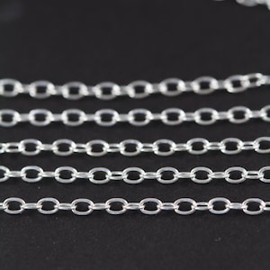 Permanent Jewelry Silver Chain , Oval Cable Chain 4x2.9 mm , 925 Sterling Silver , Wholesale Bulk Chains