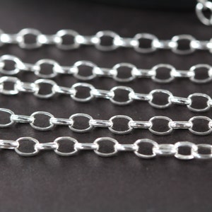 Silver Chain Bulk , Oval Cable Chain for Him , Oval Rolo Chain 4x2.9 mm 925 Sterling Silver Wholesale, Permanent Jewelry image 1