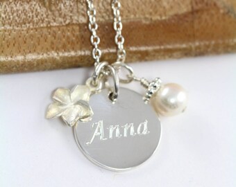 Gift for Flower Girl Necklace - Flower Girl Jewelry Name Necklace - Personalized Flower Girl - 925 Sterling Silver