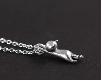 Cat Necklace Kitty Charm Pendant 925 Sterling Silver Jewelry Cute Necklace for Her Cat Lover Jewelry Crazy about Cats Feline Charm