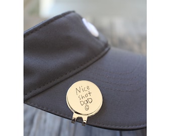 Golf Ball Marker Hat Clip Personalized with Custom Handwriting for Dad - Golf Marker Magnetic Holder - Engraved Golfer Golf Gift Marker