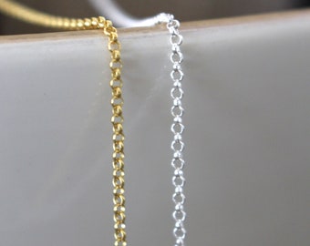Rolo Chain Sterling Silver and Gold Filled by the Foot - Rolo Necklace Chain - Bulk Chain - Wholesale Chain - 1.5mm - 5 10 30 50 100 Feet