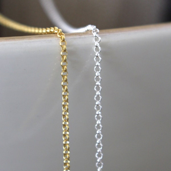 Rolo Chain Sterling Silver and Gold Filled by the Foot - Rolo Necklace Chain - Bulk Chain - Wholesale Chain - 1.5mm - 5 10 30 50 100 Feet