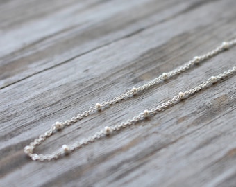 925 Sterling Silver Satellite Ball Chain Necklace, 14 16 18 20 22 24 inches